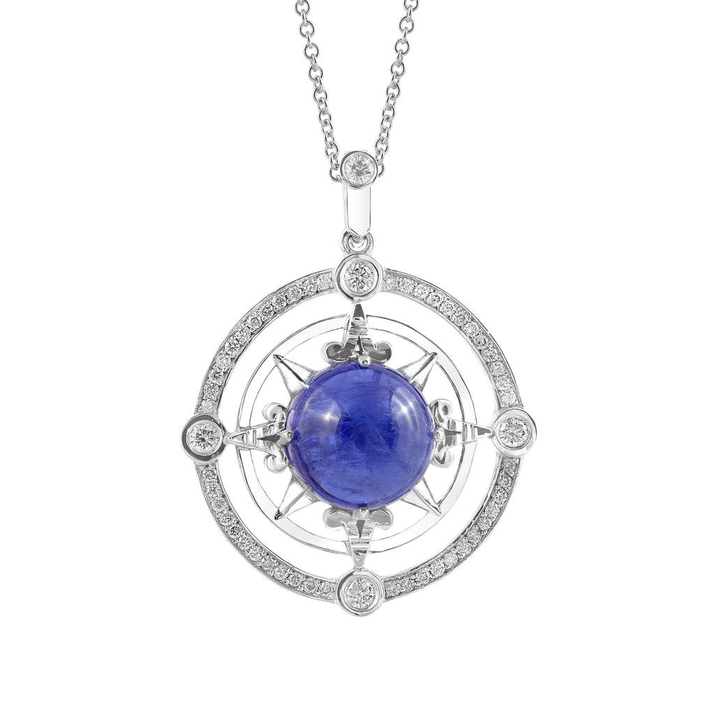 Nautical Gold Pendant With Diamonds and Tanzanite Center | Cardinal Sans | Irthly