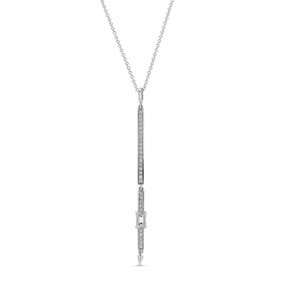 Two Tier Diamond Bar Necklace with Emerald Cut Center | Return Sans | Irthly