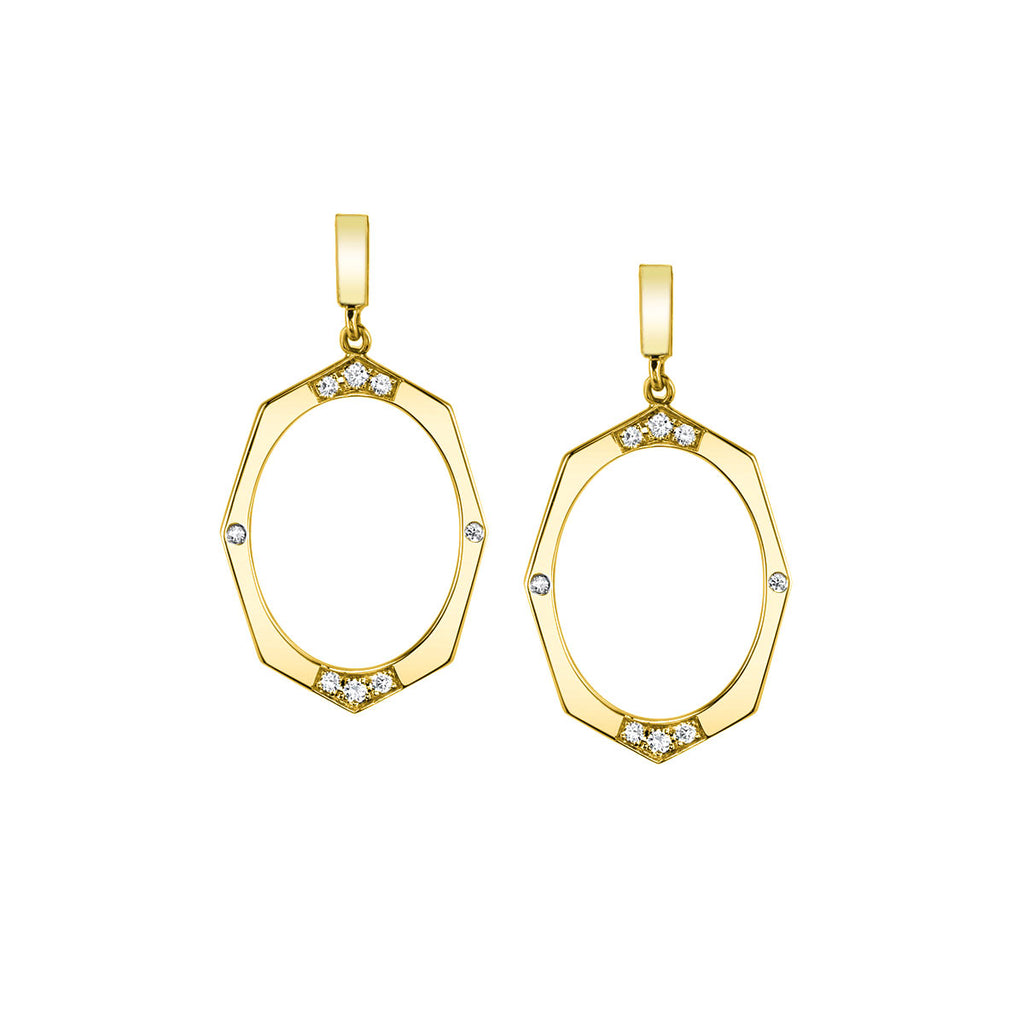 Diamond Drop Earrings In Yellow Gold By Irthly