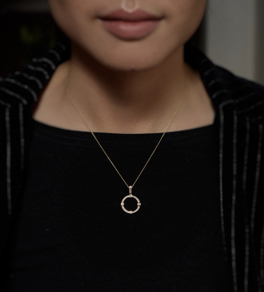 Small Circle Diamond Pendant in Gold | Cardinal Sans | Irthly | Nautical