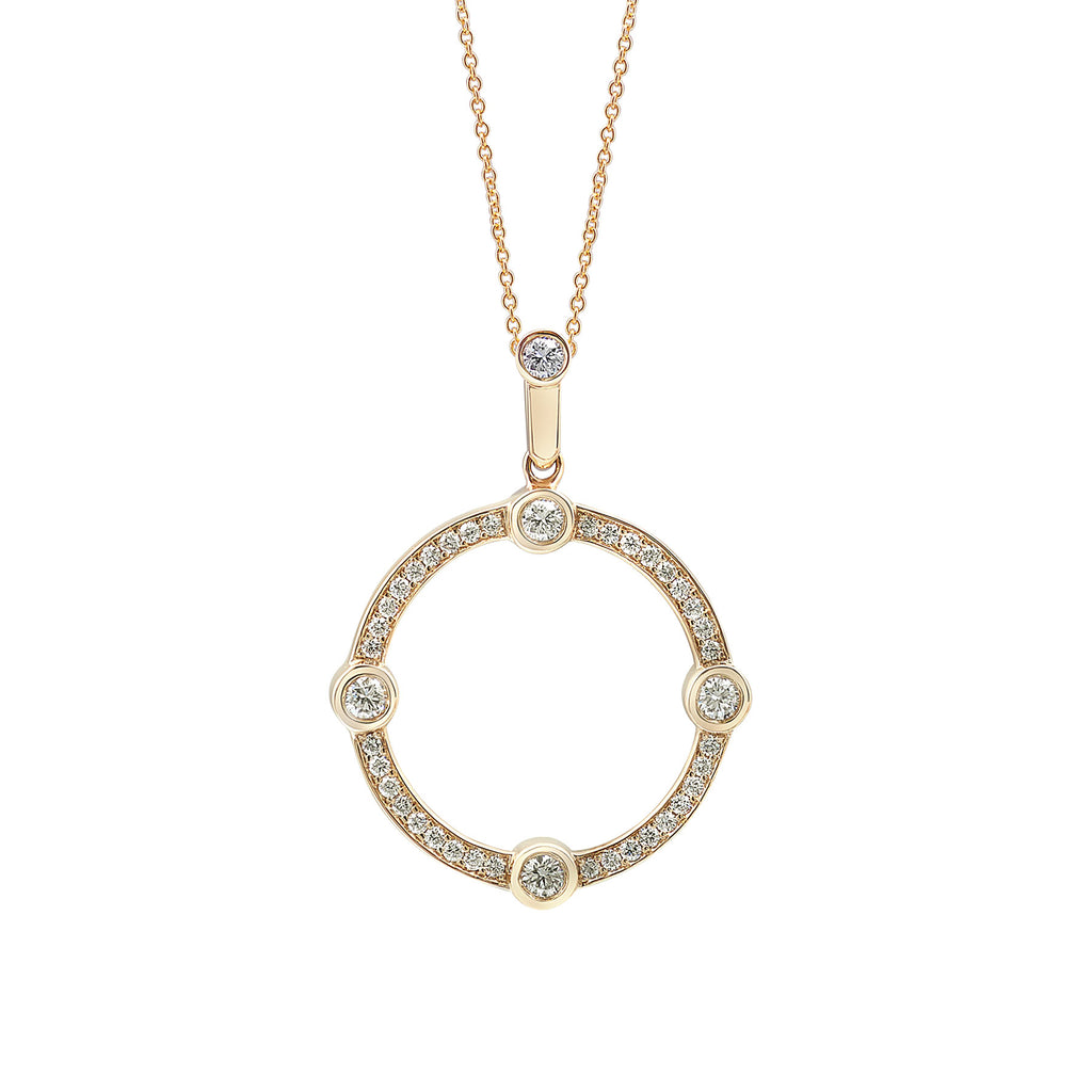 Round Diamond Gold Pendant Cardinal Sans Series