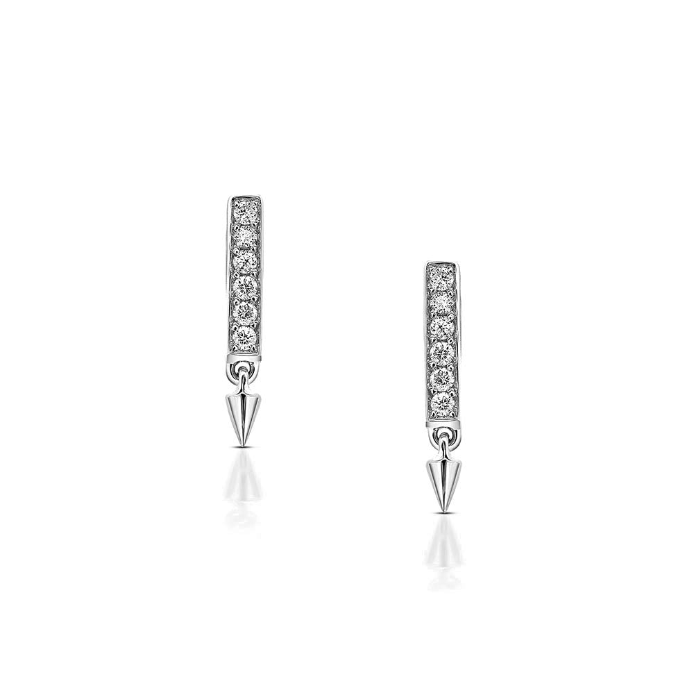 Diamond Bar Earrings in White Gold By Irthly