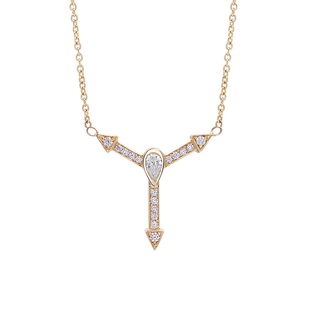 Tri Directional Diamond Necklace in Gold | TryLove Sans | Irthly